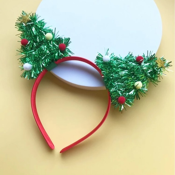 🎄 Awesome Double Colorful Pompoms Metallic Christmas Tree Headband Headdress 🎄 - Picture 3 of 4